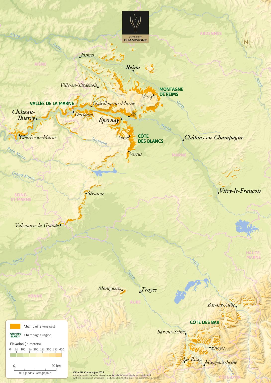 Champagne Topographic Map